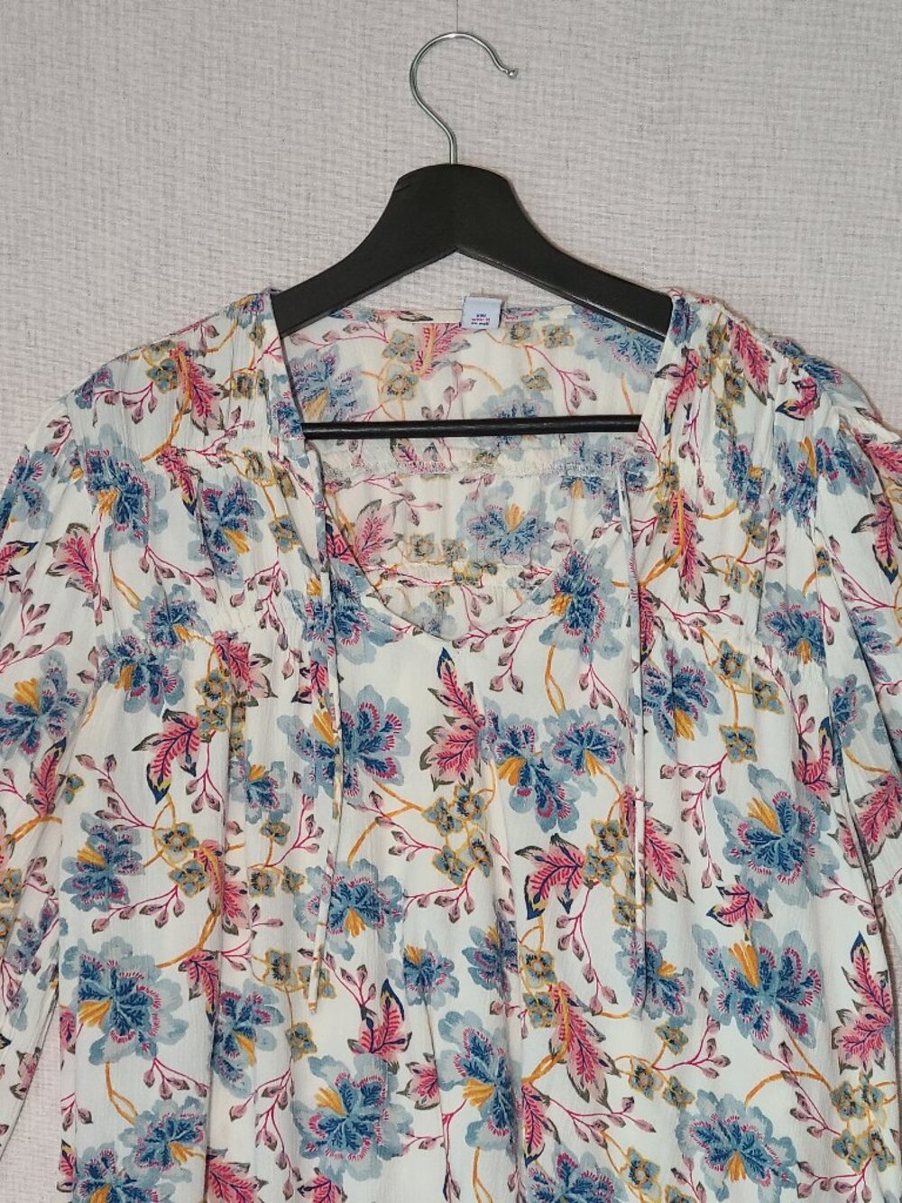 Old Navy Floral Peasant Top L Spring Gauzy Flowy Long Sleeves Boho Hippie
